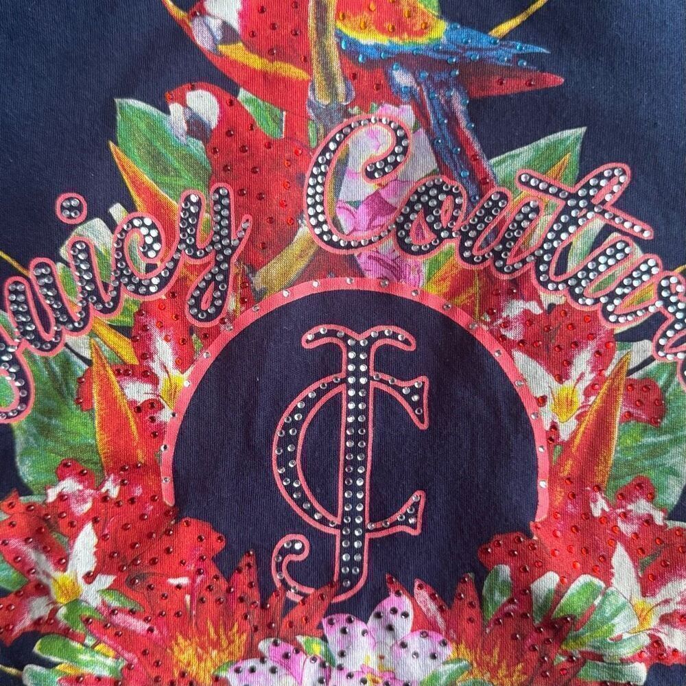 Juicy Couture Birds Of Paradise Bling Baby Tee Size L - Picture 5 of 8